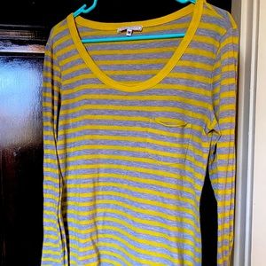 Yellow and gray striped shirt from Anthropologie